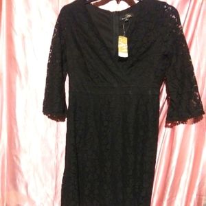 New Suzanne Betro Medium Black Lace Dress